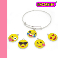 2016 Bracelet en fil de cuivre extensible en gros Bracelet Emoji